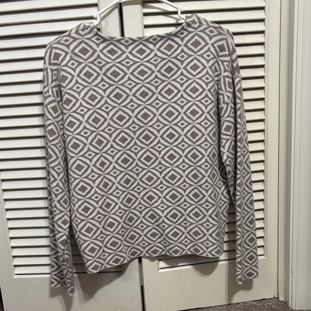 Halston Heritage Geometric Pattern Sweater - Gray… - image 3